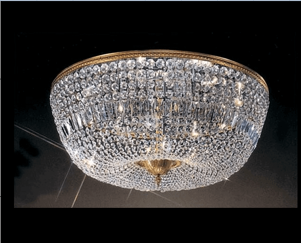 Kristall Deckenleuchte DRESDEN Ø90cm in Gold mit funkelnden Kristallen, dimmbar, ideal für luxuriöse Raumgestaltung.