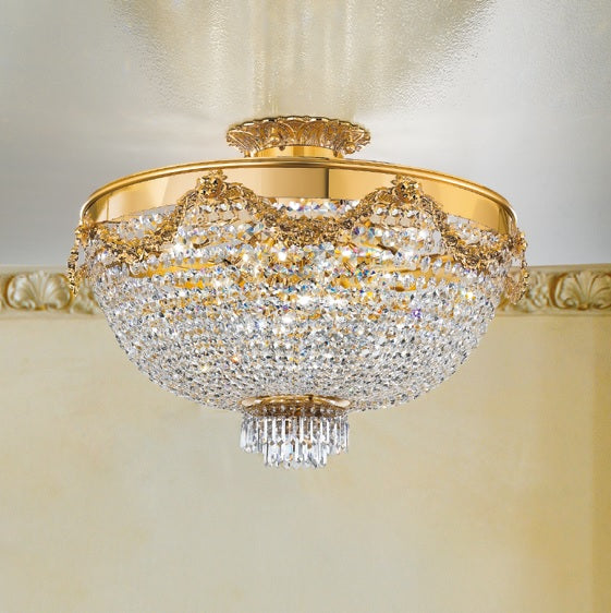 Masiero Crystal Ceiling Light VE818 Gold/Brass with sparkling crystals