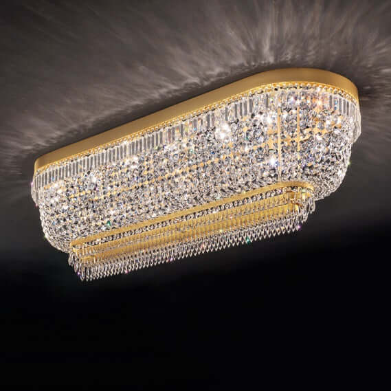 Masiero Kristall Deckenleuchte VE820 Gold/Messing mit funkelnden Kristallen in verschiedenen Größen