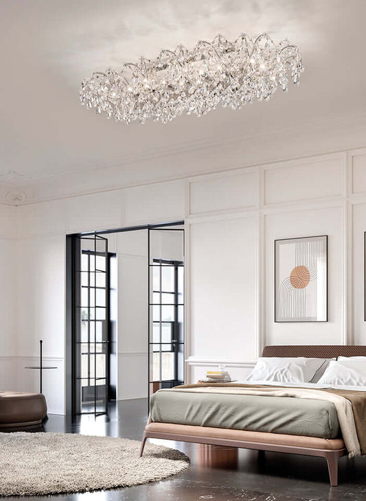 Masiero Aqaba Maria Theresa Ceiling Light Large L155cm W73cm 16 Lights with Sparkling Crystals