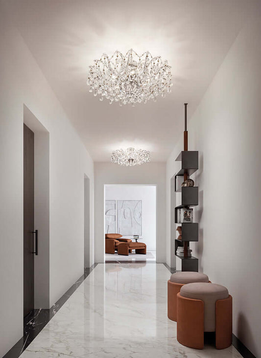 Masiero Aqaba Maria Theresa Ceiling Light Large Ø82cm 5 Lights with Sparkling Crystals