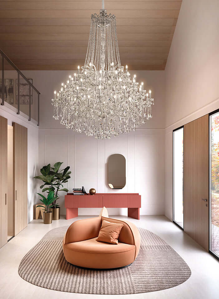 Masiero Aqaba Maria Theresa Kronleuchter Groß Ø185cm Höhe230cm 56Leuchten mit funkelnden Kristallen