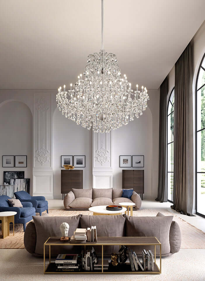 Masiero Aqaba Maria Theresa Kronleuchter Groß Ø210cm Höhe190cm 56Leuchten mit funkelnden Kristallen