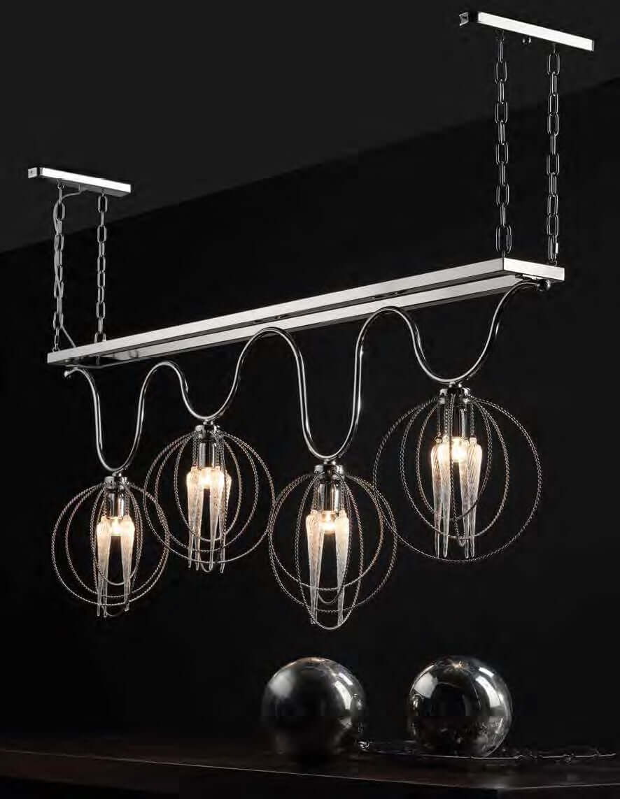 Kristall Pendelleuchte Länge 166cm mit Murano Glas Stalaktit Tropfstein