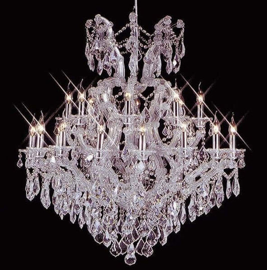 Luxurious silver crystal chandelier with 25 lights, 100cm diameter, sparkling lead crystals, brass/chrome/glass construction