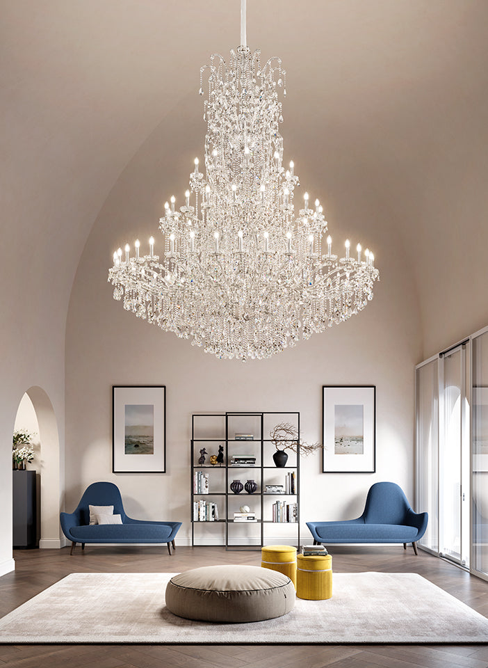 Masiero Aqaba Maria Theresa Chandelier Large Ø245cm Height 290cm 70 Lights with sparkling crystals