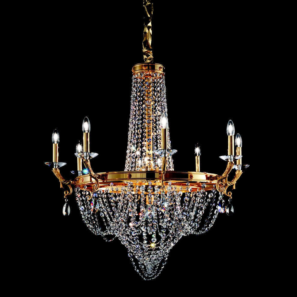 Masiero Impero Korblüster Ø100cm H100cm 13 Leuchten mit funkelnden Kristallen