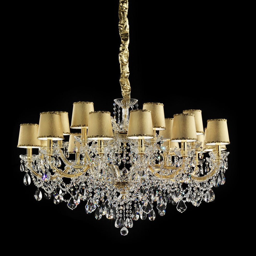 Masiero Maria Theresa Chandelier Gold Ø100cm H65cm 18 lights with golden shades