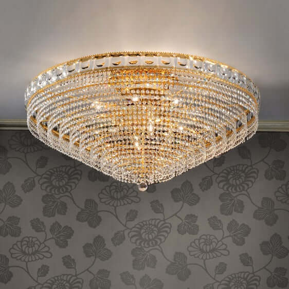 Masiero Crystal Ceiling Light Round Ø100cm Gold Colors with CUT CRYSTAL VE830PL12