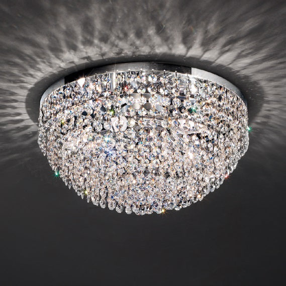 Masiero Crystal Ceiling Light Round Ø40cm Gold or Silver with CUT CRYSTAL VE836 PL6