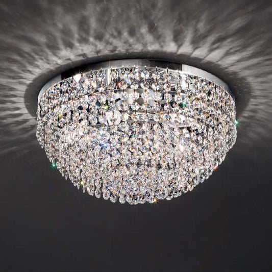 Masiero Crystal Ceiling Light Round Ø40cm Gold or Silver with CUT CRYSTAL VE836 PL6