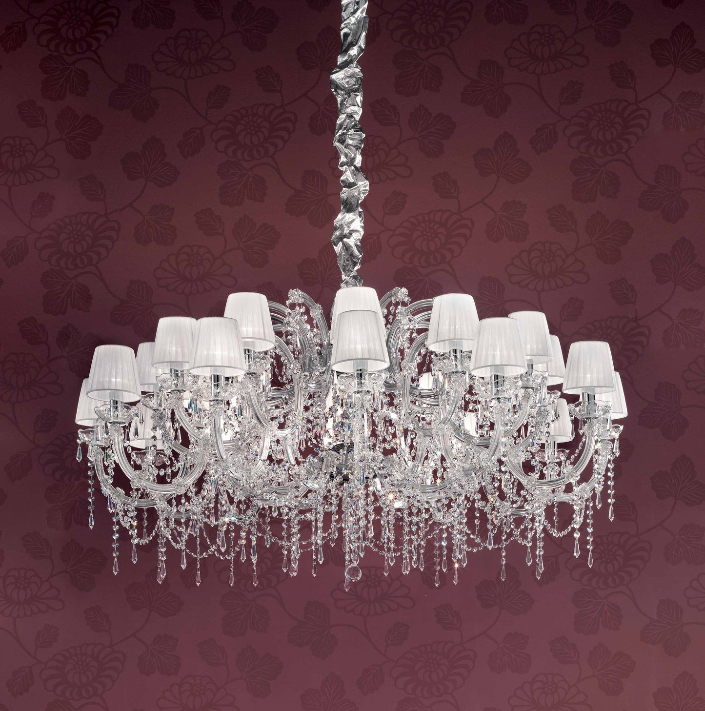 Masiero Maria Theresa Chandelier Silver Ø140cm 24 Lights with Shades