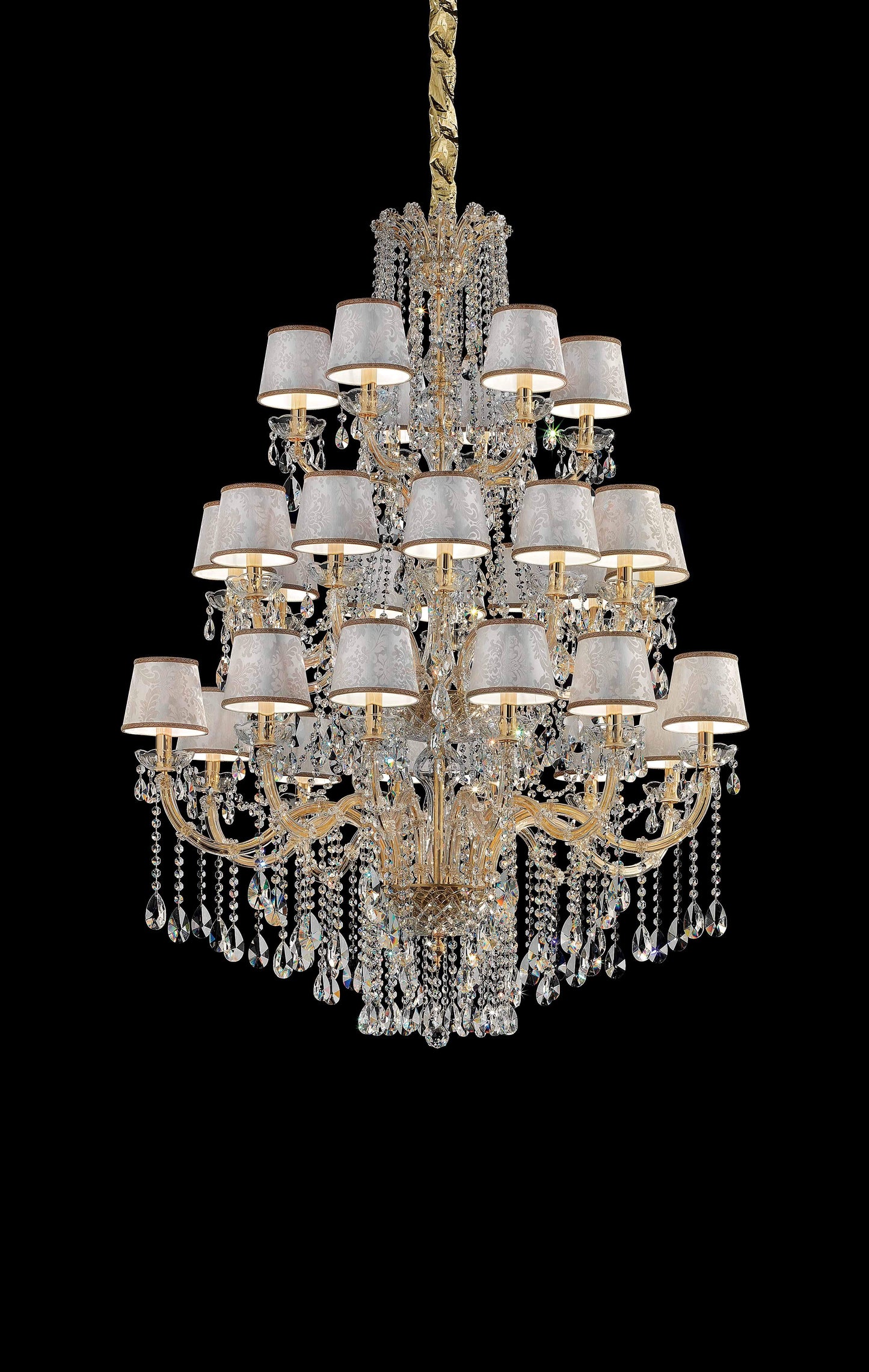 Masiero Maria Theresa Kronleuchter Ø110cm 30Leuchten mit funkelnden Kristallen Gold Farben