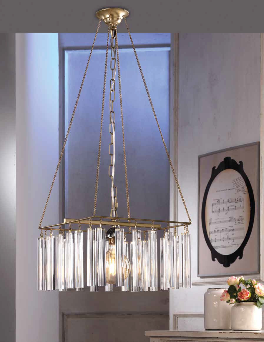 Kristall Pendelleuchte 41x41cm mit transparenten Kristallen