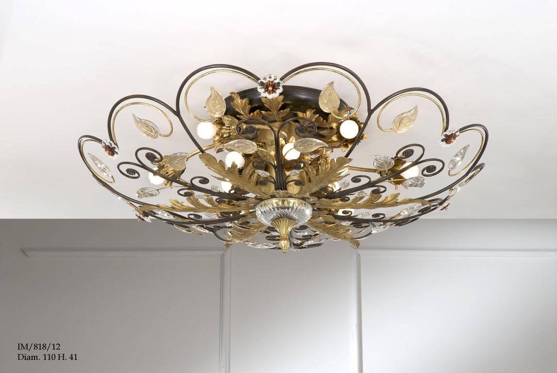 Florentiner Deckenleuchte 6Leuchten hangemacht Schwarz und Gold