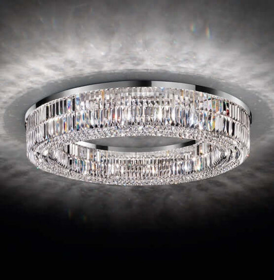 Masiero Crystal Ceiling Light Round Ø60cm Silver Colors with CUT CRYSTAL