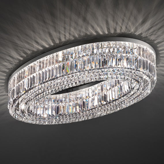 Masiero Crystal Ceiling Light OVAL Silver Colors with CUT CRYSTAL