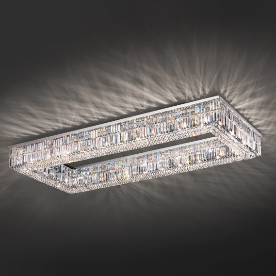 Masiero Crystal Ceiling Light Rectangle 200cm x 80cm Silver Colors with CUT CRYSTAL