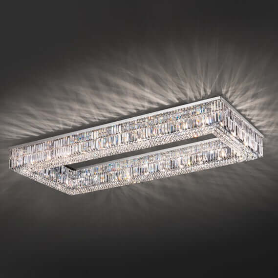 Masiero Kristall Deckenleuchte Rechteck 200cm x 80cm Silber Farben mit CUT CRYSTAL