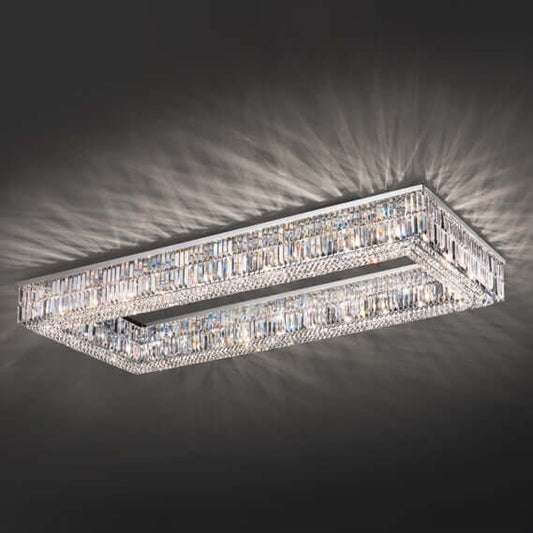 Masiero Crystal Ceiling Light Rectangle 200cm x 80cm Silver Colors with CUT CRYSTAL