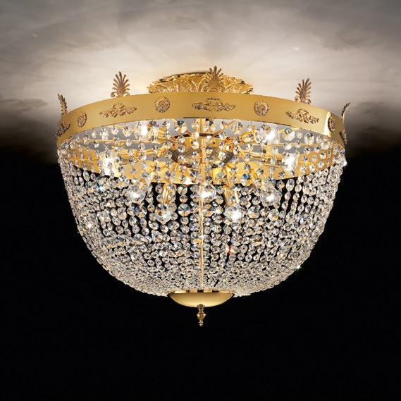Masiero Crystal Ceiling Light Round Ø90cm Gold Colors with CUT CRYSTAL VE827/PL10