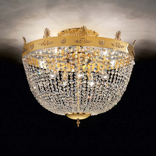 Masiero Crystal Ceiling Light Round Ø90cm Gold Colors with CUT CRYSTAL VE827/PL10