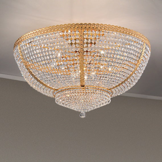 Masiero Crystal Ceiling Light Round Ø100cm Gold Colors with CUT CRYSTAL VE831PL12