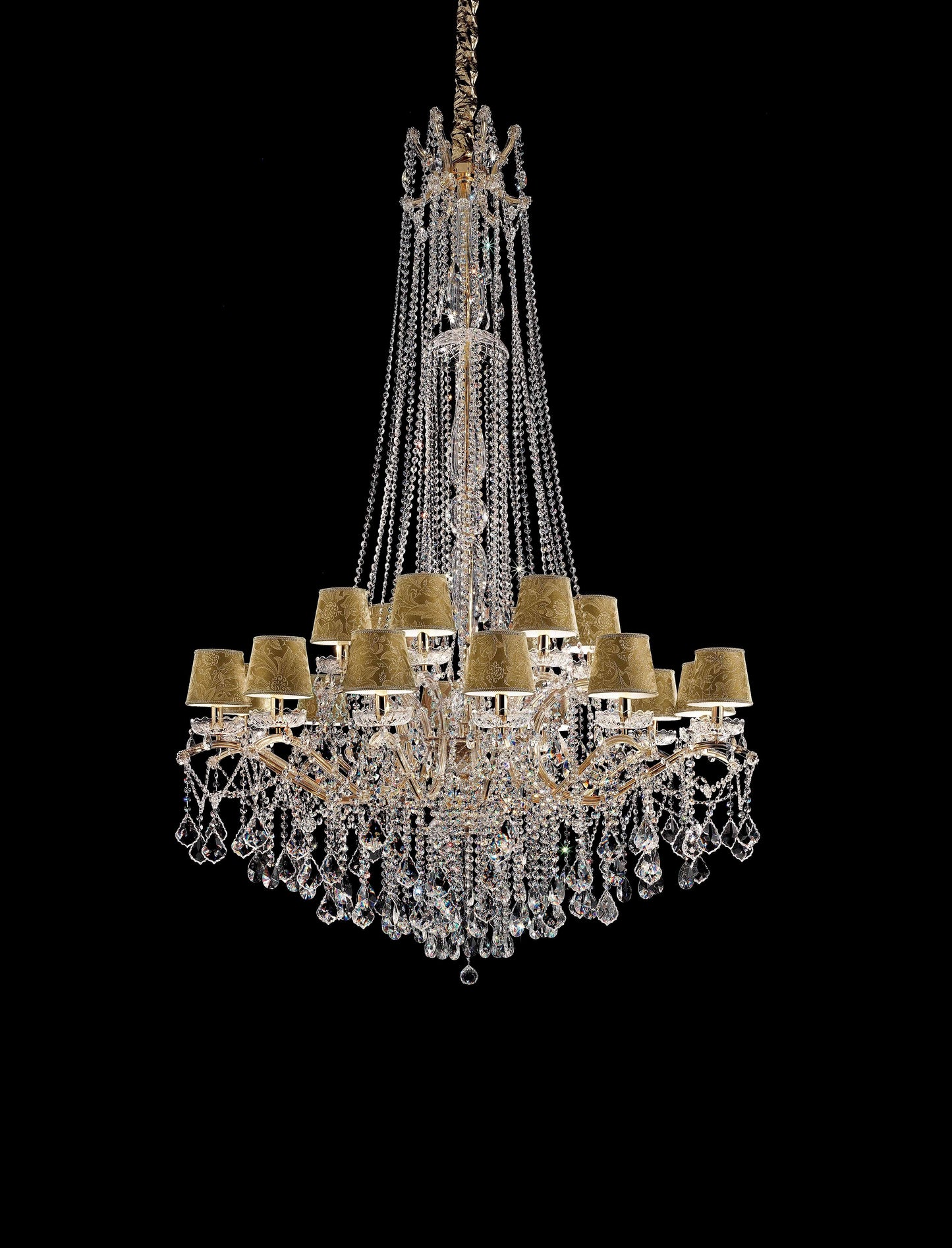 Masiero Maria Theresa chandelier Ø140cm 18 lights with sparkling crystals gold-colored for the staircase