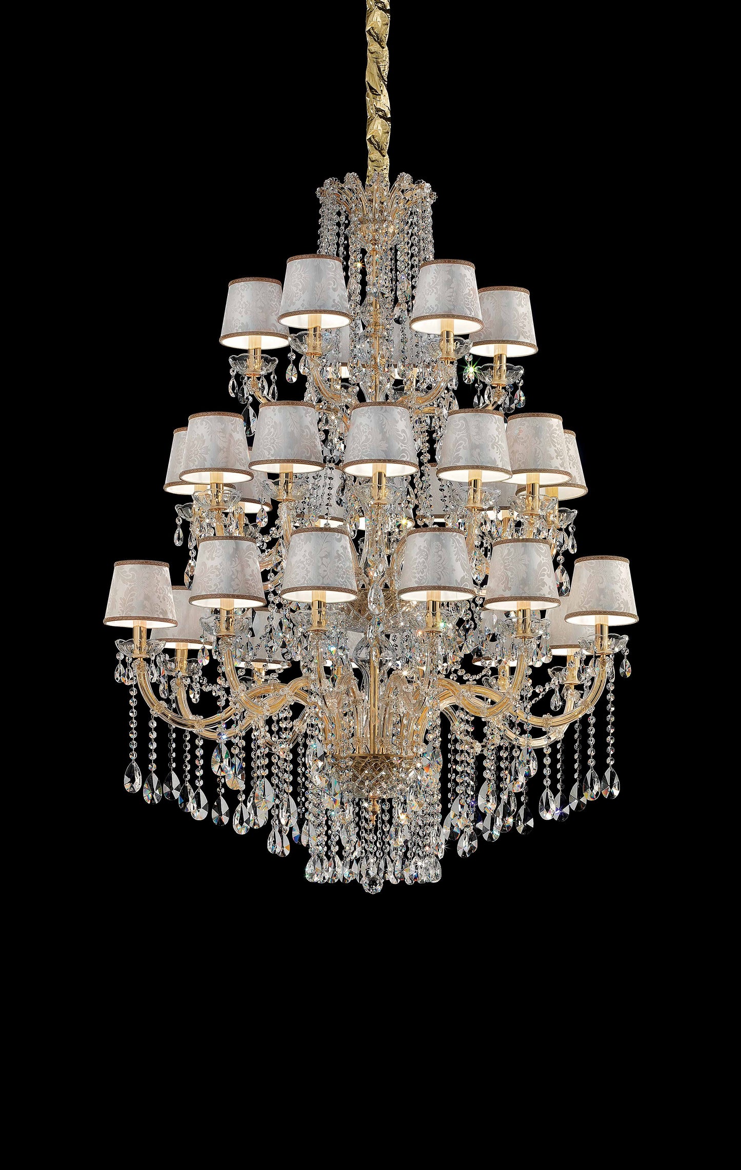Masiero Maria Theresa chandelier Ø110cm 30 lights with sparkling crystals gold colors