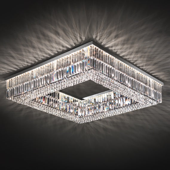 Masiero Crystal Ceiling Light Square 120cm x 120cm Silver Colors with CUT CRYSTAL