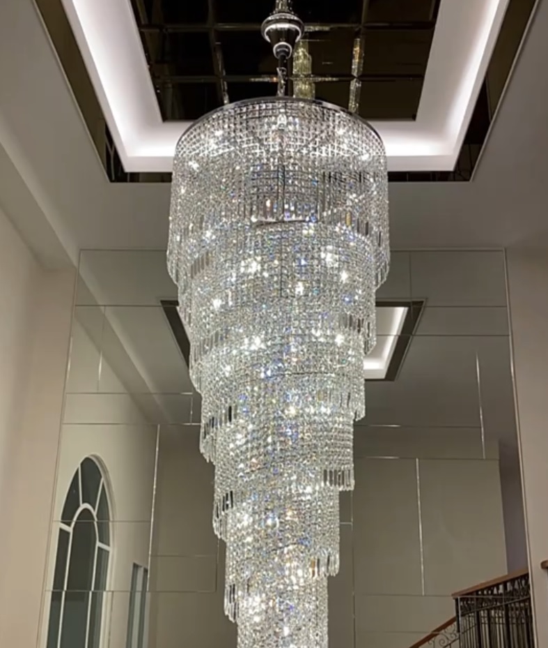 Kristall Hängeleuchte TWISTER Spiralelleuchte Colorado für Treppenhaus Galerie Durchmesser 70cm Höhe210 XXL 