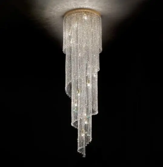Kristall Spiralelleuchte TWISTER an der Decke für Treppenhaus Galerie Durchmesser 40cm Höhe240 XXL 